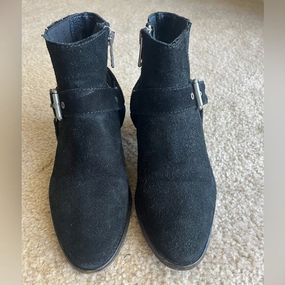 AllSaints | Suede Quentin Harness Black Ankle Boots - Picture 2 of 14